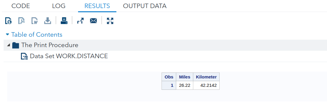 SAS output