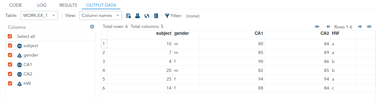 DATA output